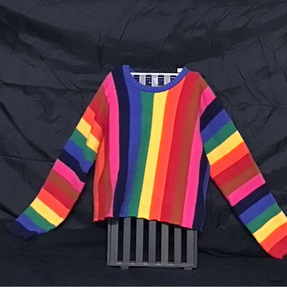Roy G Biv in full effect makes this sweater the brightest crayon in the box.